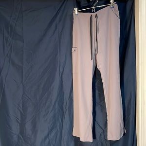 A gray scrub pant